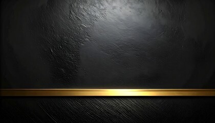 Luxury Black Stone Wall Background with Gold Line