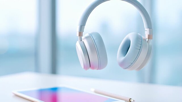 Sleek white wireless headphones resting on a modern smartphone