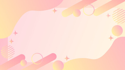 パステルピンクのグラデーションの透明感のある流体メンフィス風フレーム背景 16:9