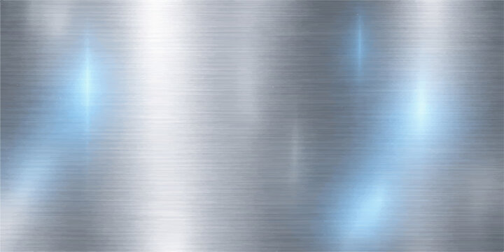 A polished silver stainless steel plate with an industrial brushed metal texture creates a shiny metallic gray surface pattern on a smooth aluminum alloy sheet background