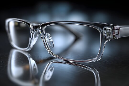 bifocals with clear lenses and visible segment lines brightly lit for professional marketing