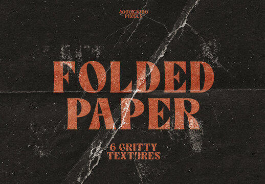 6 Gritty Folded Paper Textures. Old Film Image Scan Overlay