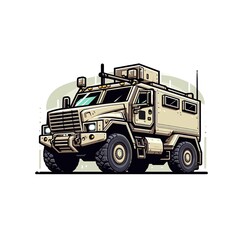 Obraz premium Army protected, armored off-road vehicle. Cartoone picture.