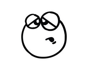 Simple Hand-Drawn Cartoon Face with Two Eyes and a Smiling Mouth in Black Color