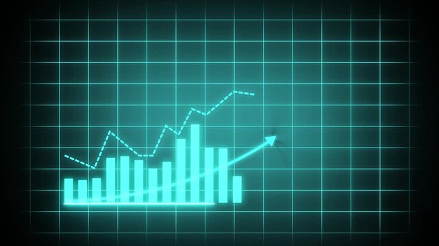 Economic growth 2007 timeline bar chart background animation. Corporate revenue increase graph with rising arrow 4K...