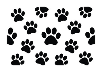 Black Paw Prints Pattern on White Background