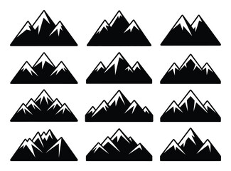 Collection of stylized black and white mountain range
