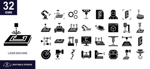 Laser Machine Glyph Icon Set © okta