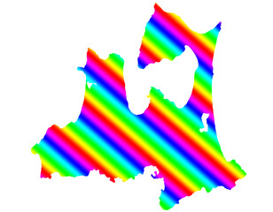 青森県　虹色　カラフル　縞模様　イラスト