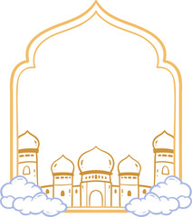 Naklejka premium Elegant archway outline reminiscent of Islamic architecture, suitable for design, branding, or decorative purposes.