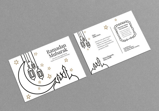 Islamic Ramadan Greeting Postcard Template