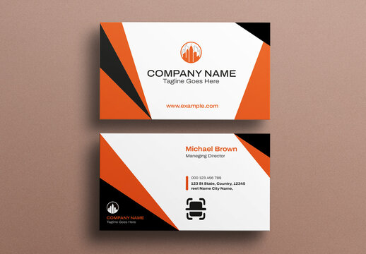 Orange and Black Business Card Template