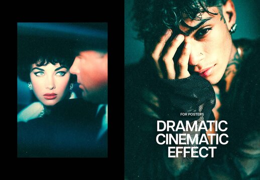 Dramatic Cinematic Poster Photo Effect Mockup