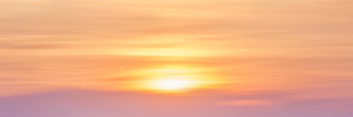 Obraz premium Panoramic view of the sunset sky, picturesque layered clouds, natural background, vector design