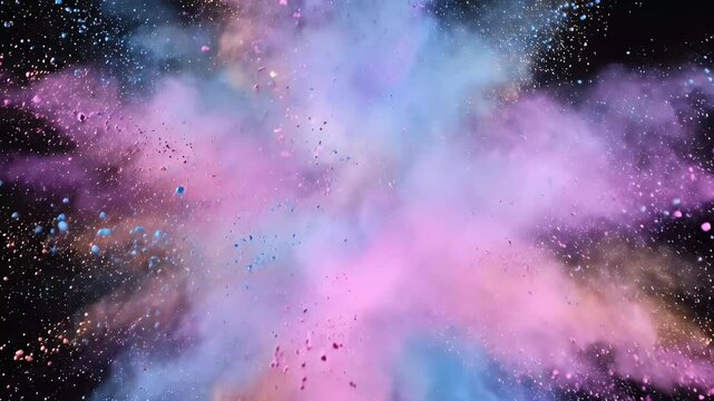 Abstract multicolor holi gulal powder explosion in slow motion expressing festival of colors celebration for creative branding visuals modern motion graphics vibrant spring culture themes