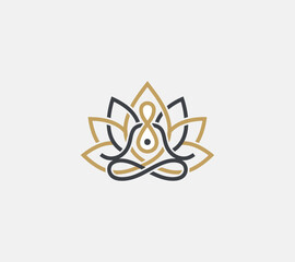 Elegant Lotus Flower Logo Depicting Meditation and Serenity.
