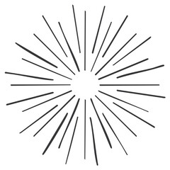 Obraz premium Hand Drawn Starburst Bursting Outward Radial Lines Burst Effect Isolated Graphic Element