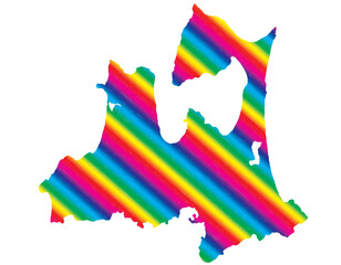 青森県　虹色　カラフル　縞模様　イラスト