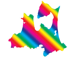 青森県　虹色　カラフル　イラスト