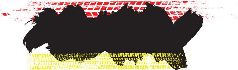Grunge racing banner with tire track texture , perfect for motorsport design. Racing-inspired grunge background for automotive branding design. Vector illustration. © miloje