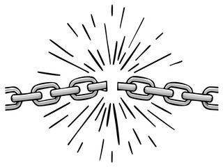 Obraz premium Chain links breaking, freedom, independence concept
