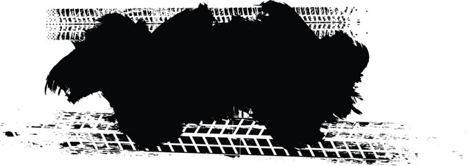 Grunge racing banner with tire track texture , perfect for motorsport design. Racing-inspired grunge background for automotive branding design. Vector illustration. © miloje