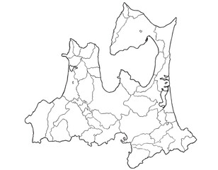 青森県　白黒　シンプル　イラスト