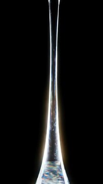 Close-up Macro Shot of a Water Droplet Falling.