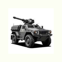 Army protected, armored off-road vehicle. Cartoone picture.