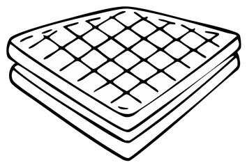 Fototapeta premium Quilted Mattress Pad Sketch Outline Drawing Bedding Comfort Element