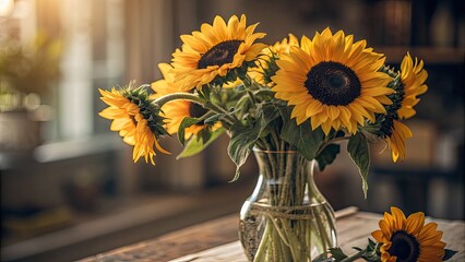 bouquet of sunflowers in a vase