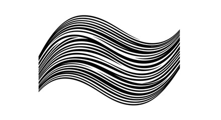 Black Wavy Lines on White Background.