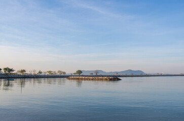 Blue sky color with clouds background photo