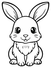 Fototapeta premium Charming Cartoon Rabbit Line Art Illustration for Easter Spring Coloring Pages
