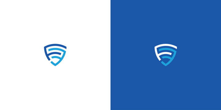 Modern shield logo design with the letter F and S security concept.