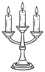 Fototapeta premium Candlestick with three burning candles in a decorative holder