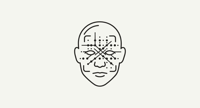 Facial Recognition Technology Illustration of Man.