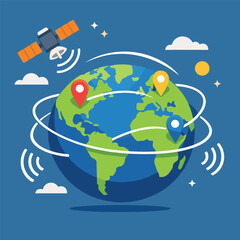 Fototapeta premium Global Satellite Navigation and Location Tracking Concept