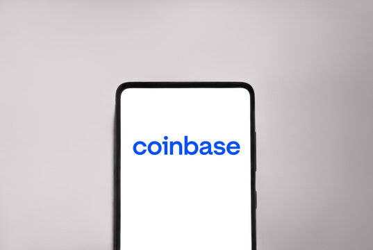 Coinbase logo on a smartphone screen. Link&ouml;ping, &Ouml;sterg&ouml;tland, Sweden. 02-16-2026