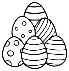 Easter eggs outline with various patterns