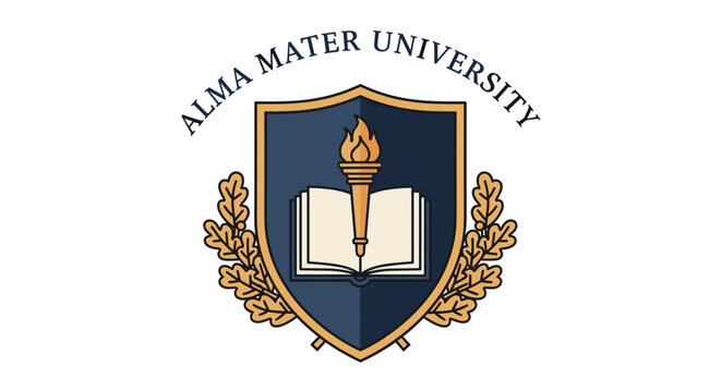 University Logo with Torch and Book.