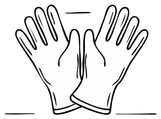 Obraz premium Illustration of a pair of protective gloves hand drawn for hygiene or work safety.