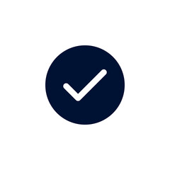 Simple white checkmark icon on dark blue circle