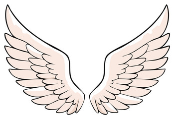 Delicate Angel Wings Illustration Flight Feathered Pair Divine Graphic Design Element