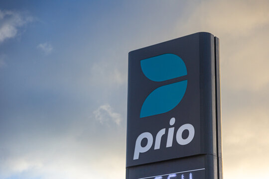 PORTUGAL &ndash; February 16, 2026: PRIO gas station sign displayed in Portugal. PRIO is a Portuguese energy company operating fuel stations nationwide.