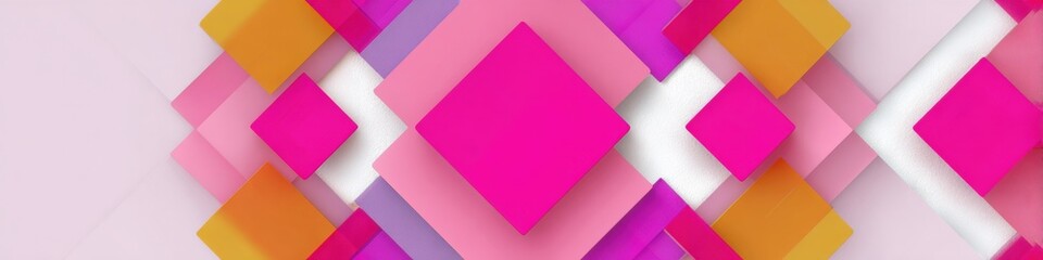 Obraz premium Vibrant geometric pattern with pink and orange diamonds on light background