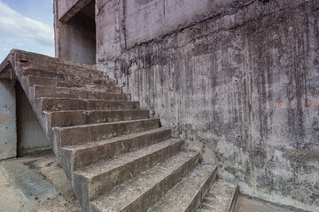Concrete stairs in an old building.