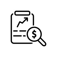 Financial Analysis Report Icon with Growth Chart and Magnifying Glass