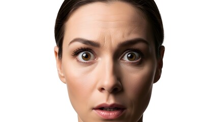 Surprised Woman Close-Up on White Background