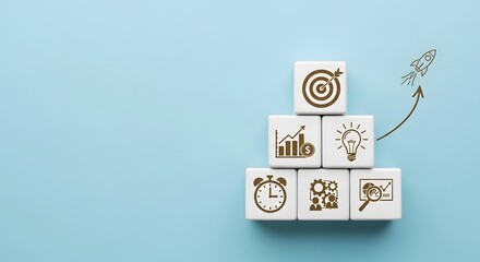 Obraz premium Business Technology Achievement Success Target Strategy Icons